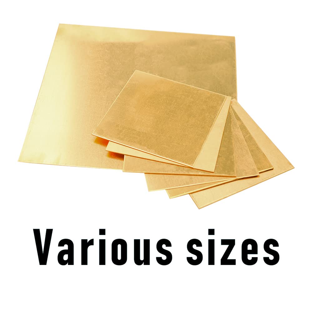 6 Gauge Brass Sheet，H62 Brass Plates Metal 0.157" Thickness x 3.9" Width x 3.9" Lenght, for Models, Crafts, Repairs, Electrical, 2Pcs