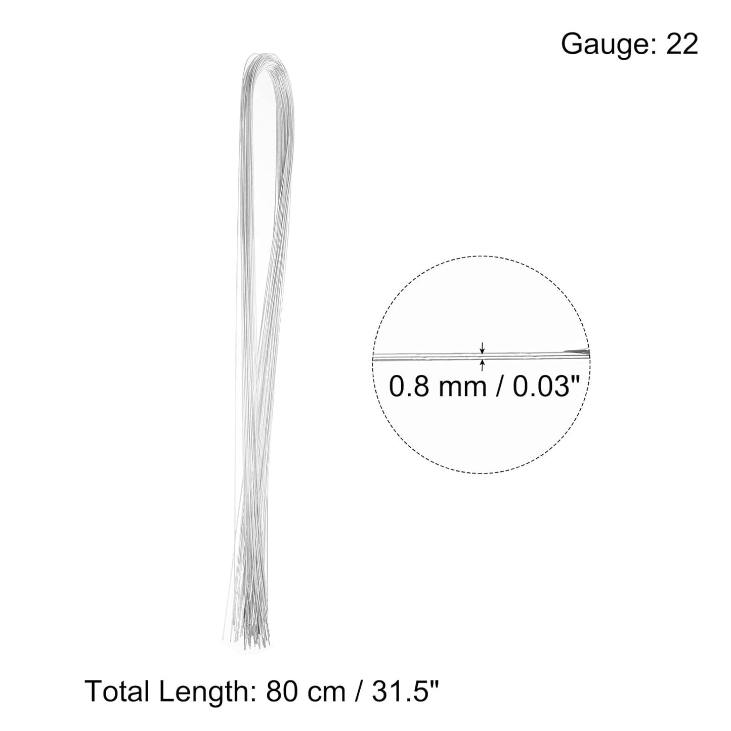 PATIKIL 32 Inch 22 Gauge Floral Stem Wire, 3 Pack/120 Pieces Bouquet Stem Paper Wrapped for DIY Crafts Flower Arrangements, Silver Tone