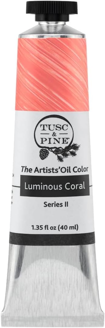Tusc & Pine Artist Oil Paint - Luminous Coral, 40 ml, Non-Yellowing, Rich & Creamy Consistency, Maximum Pigment Load, Small Batch Milled Oil Paints Made in the USA for Professional Artists