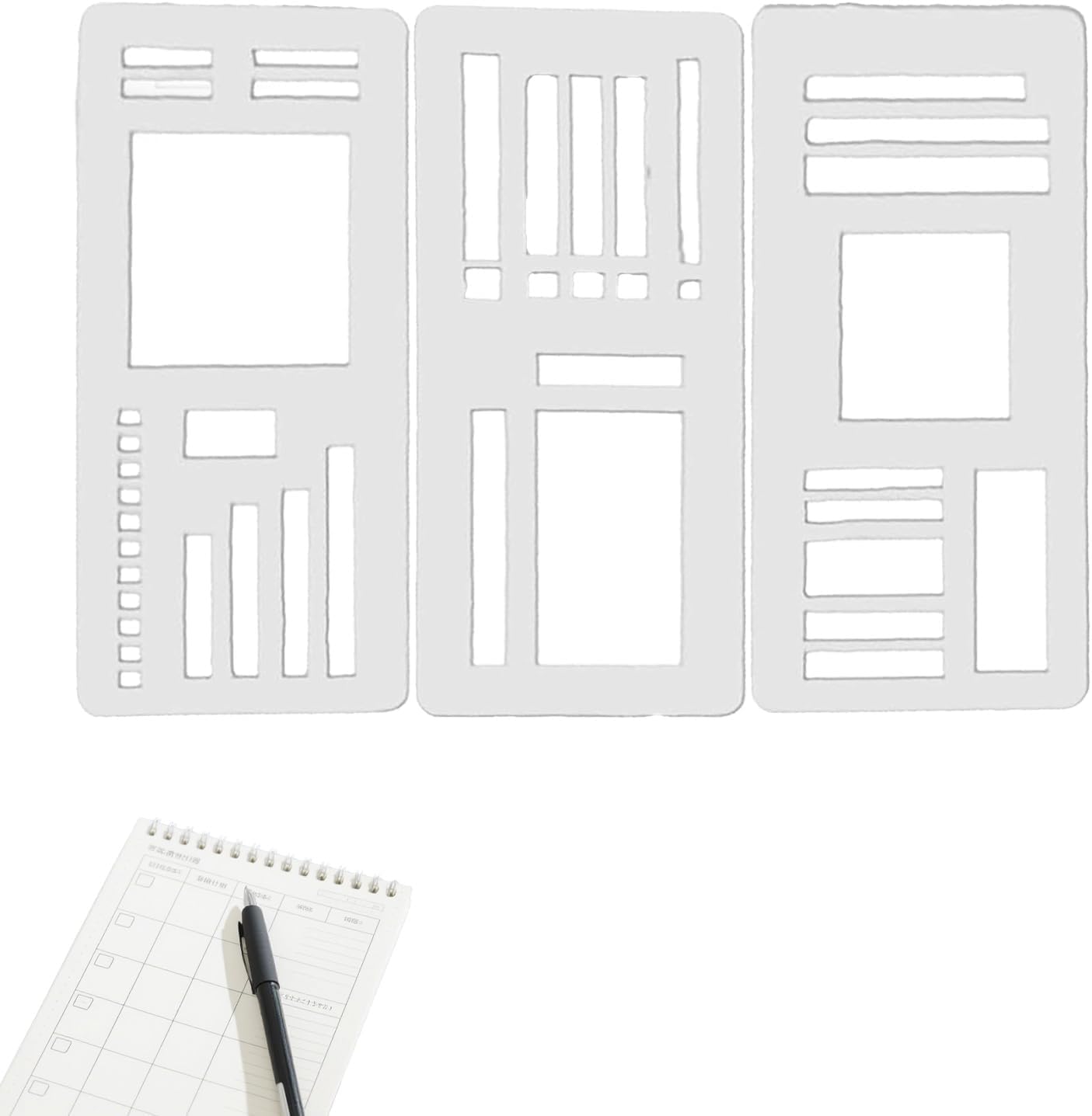 Handmade Flexible Record Template, Reusable Planner Stencils for Journaling, Calendar, Checklists, Scrapbooking & DIY Craft Supplies (C Set)