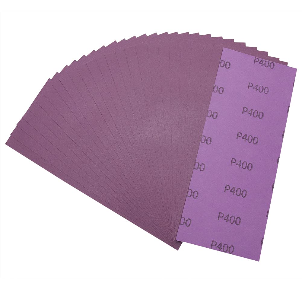 Sandpaper 400 Grit,Wet Dry Sanding Sheets,High Performance Ceramic Abrasive Sand Paper for Wood Furniture Finishing,Metal Grinding,Automotive Polishing,9 x 3.6 Inch,25-Pack