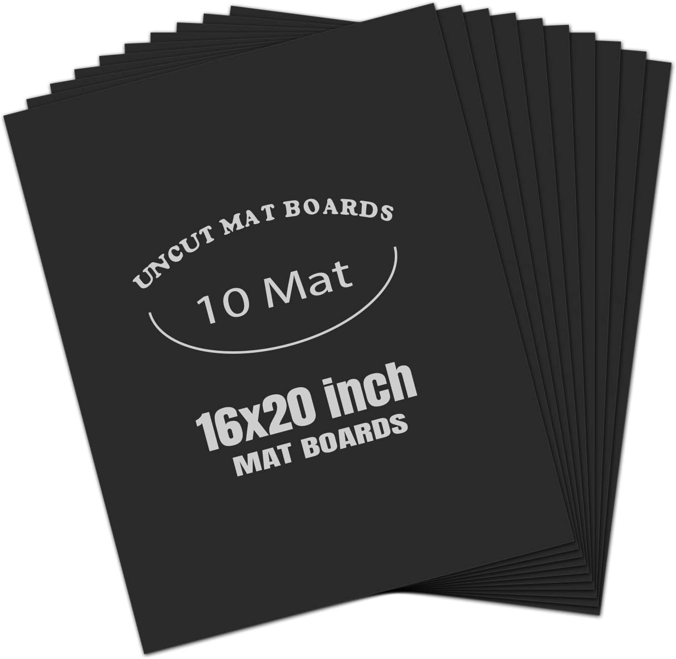 AUEAR, 10 Pack 16x20 Uncut Matte Boards Black Photo Mat Board Great for Picture Framing, Print, Artwork