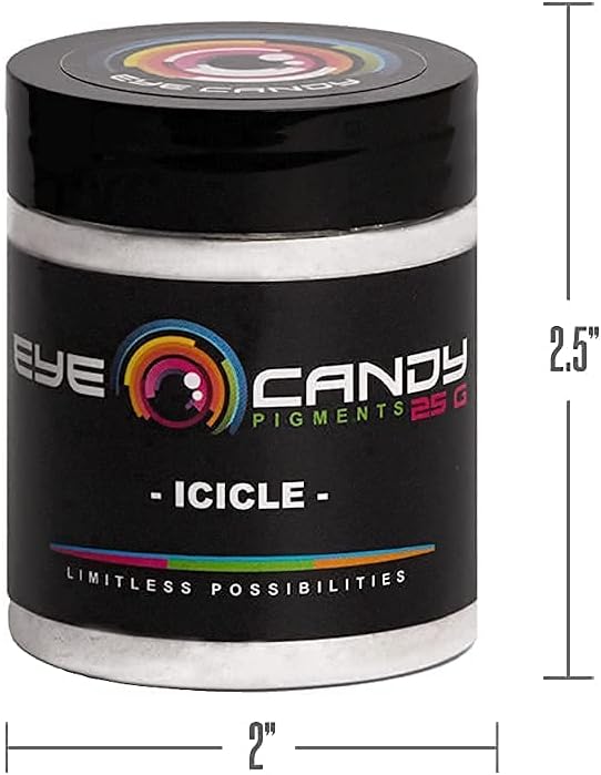 Eye Candy Pigments Premium White Mica Powder - Icicle (25gr) - for Epoxy, Resin, Soap, Paint, Woodworking, Acrylic Pouring, Bath Bombs, Fishing Lures - DIY Arts and Crafts Additive