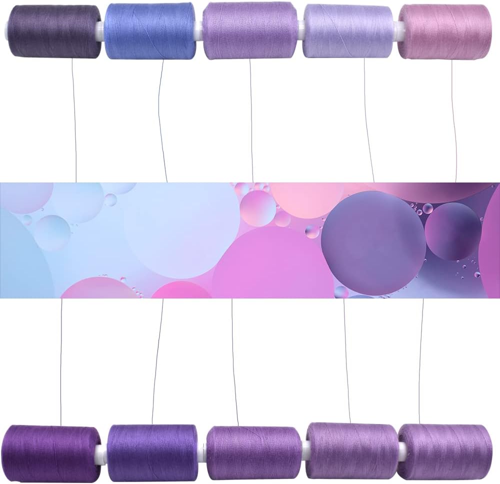 Sewing Thread 10 Color Sewing Industrial Purpose 1000 Yards Per Spool 40S/2 Polyester for DIY Sewing Machine,Embroidery Machine,Hand Sewing (Purple)