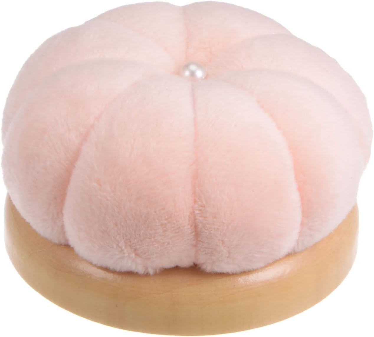 HARFINGTON Wooden Base Needle Pincushions Japanese Style Pin Cushions Round Pin Cushion Needle Holder for Sewing Quilting Needlework DIY Crafts, Light Pink