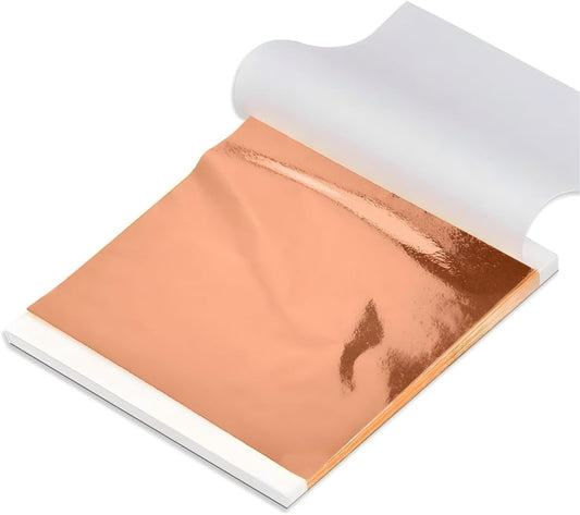 Luckymica Gold Leaf Sheets, 100 Pcs Adequate Gold Foil Sheets for Arts, Crafts, Decoration, Gilding, Paints, DIY, 5.5" x 5.5", Rose Gold, U03