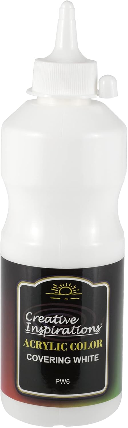 Creative Inspirations Acrylic Paint - Covering White - 500 mL Bottle - Smooth & Creamy Consistency, Vibrant Pigmentation, Great Coverage for Artists - Clean Up with Soap & Water