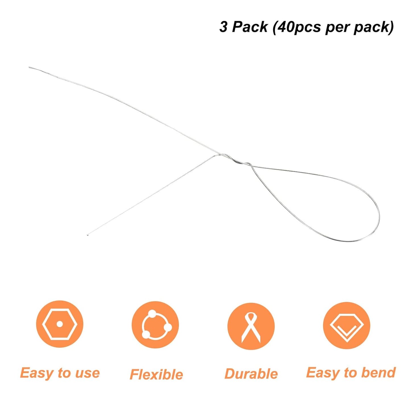 PATIKIL 32 Inch 22 Gauge Floral Stem Wire, 3 Pack/120 Pieces Bouquet Stem Paper Wrapped for DIY Crafts Flower Arrangements, Silver Tone