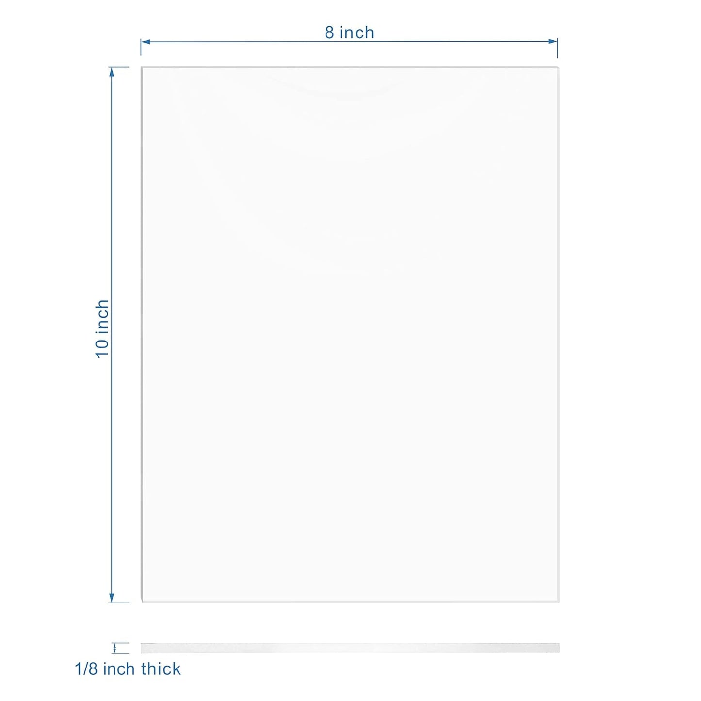 Pack of 10 Clear Acrylic Sheet 8" x 10" Cast Plexiglass Panel 1/8" Thick (3mm) Transparent Plastic Board for Sign, Craft, Display Projects, Laser Cutting, Engraving