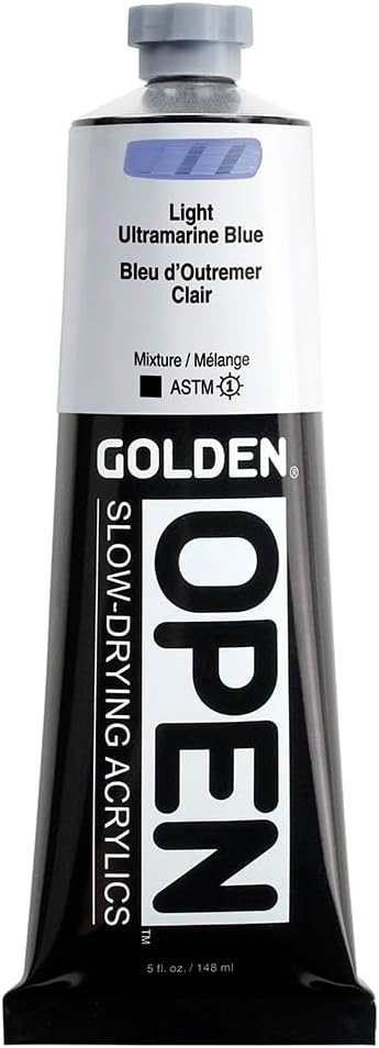 OPEN Slow-Drying Acrylics by GOLDEN, Light Ultramarine Blue, 5 fl oz. tube, Professional Acrylic Paint, Opaque