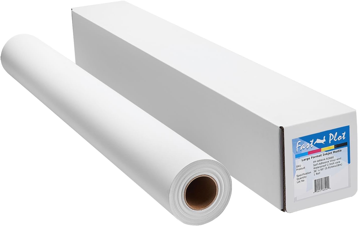 FastPlot Self Adhesive Vinyl - Waterproof 4mil - 36inch x 60ft Roll - 2inch core