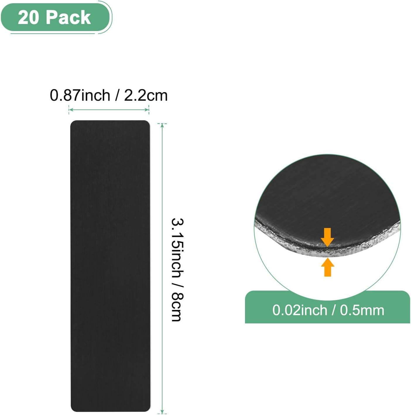 20-Pack Anodized Aluminium Laser Engraved Mount Metal Plate 3x1x0.02 Inch Engraver Blank Anodized Aluminum Sheets for DIY Laser Printing/Home/Office[Black]