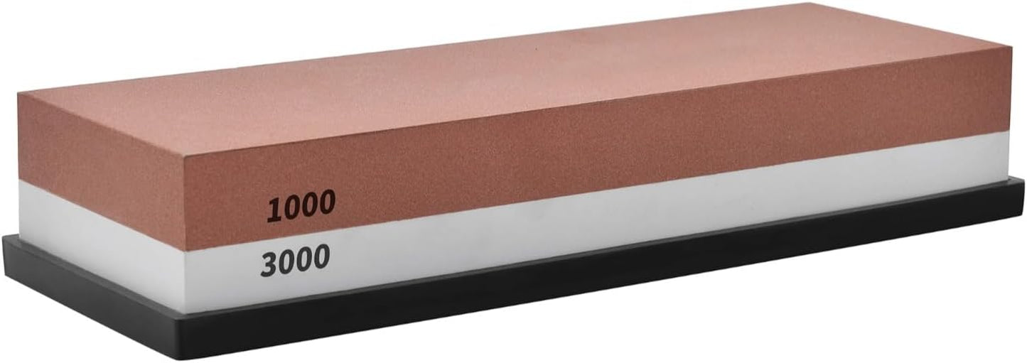 Klaus Meyer Premium Whetstone Knife Sharpening Stone 2 Side Grit 1000/3000 Waterstone- Whetstone Knife Sharpener- NonSlip Silicone Base