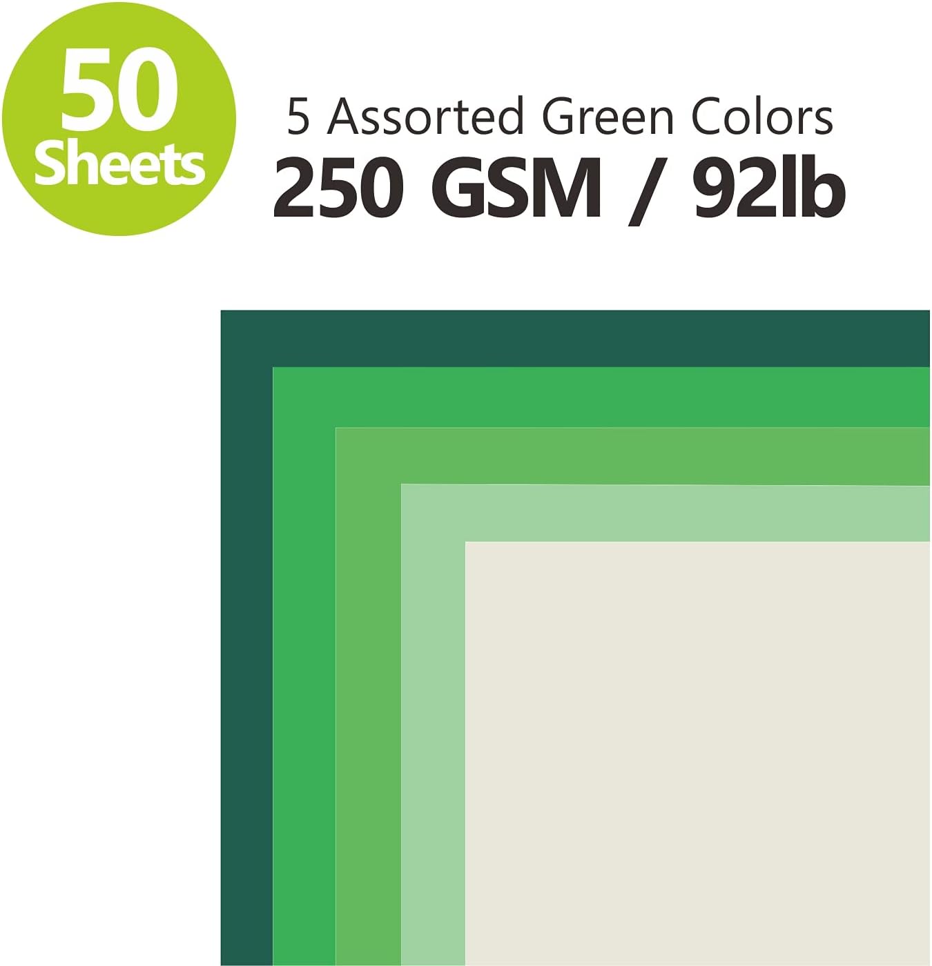 Green Colored Cardstock Thick Paper 50 Sheets, 8.5" x 11" Heavyweight 92lb Cover Card Stock for Crafts and DIY Cards Making