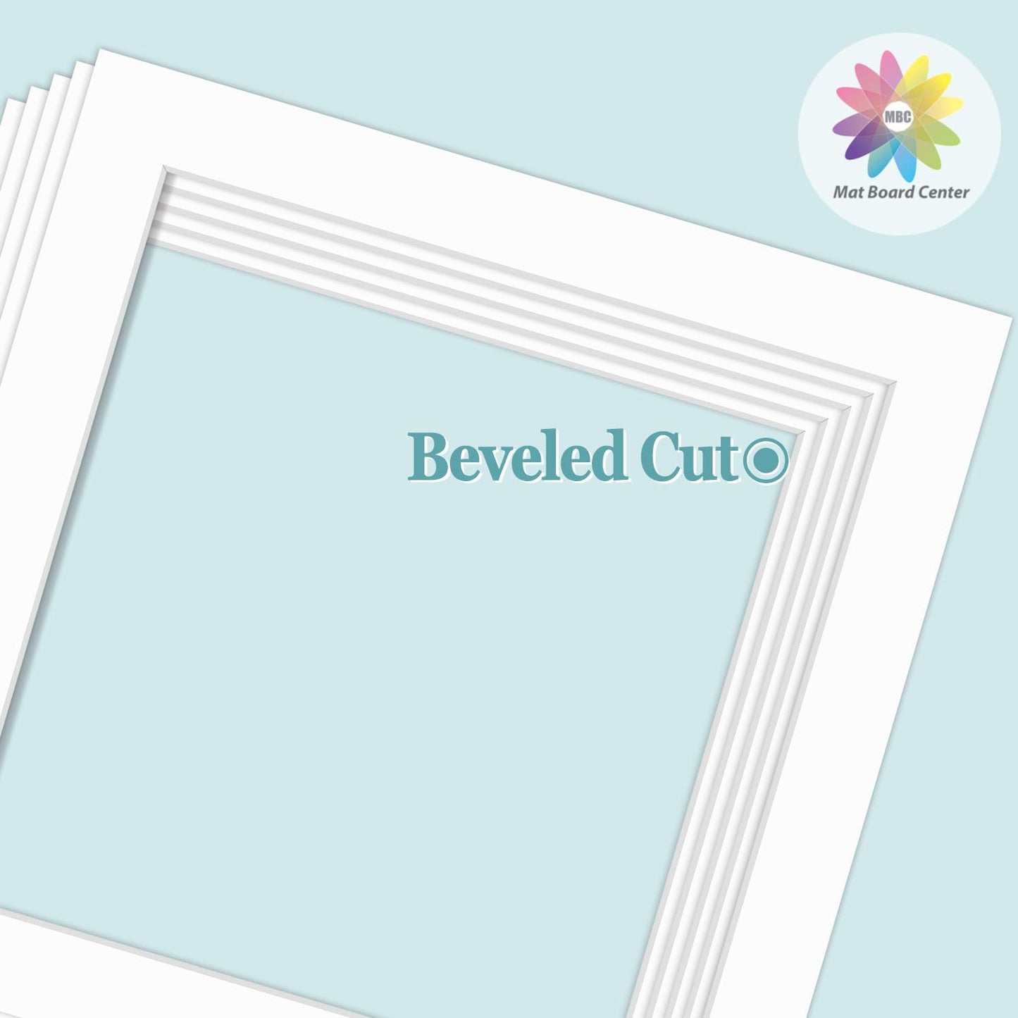 MBC Mat Board Center, 5 Pack 12x12 for 10x10 White Picture Mats Frame Mattes, Bevel Cut, Acid Free, 4-ply Thickness