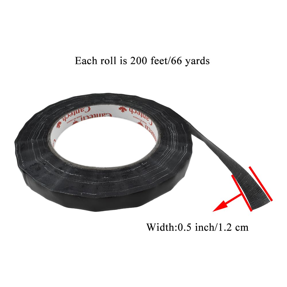 HAHIYO Black 0.5Inch Wide Floral Tape Waterproof Florist Tape Flower Wrap Adhesive Waterproof Decorative Tape for Bouquet Stem Wrapping Flower Arranging and Floral Craft, 2Rolls 200Feet/66Yard Total