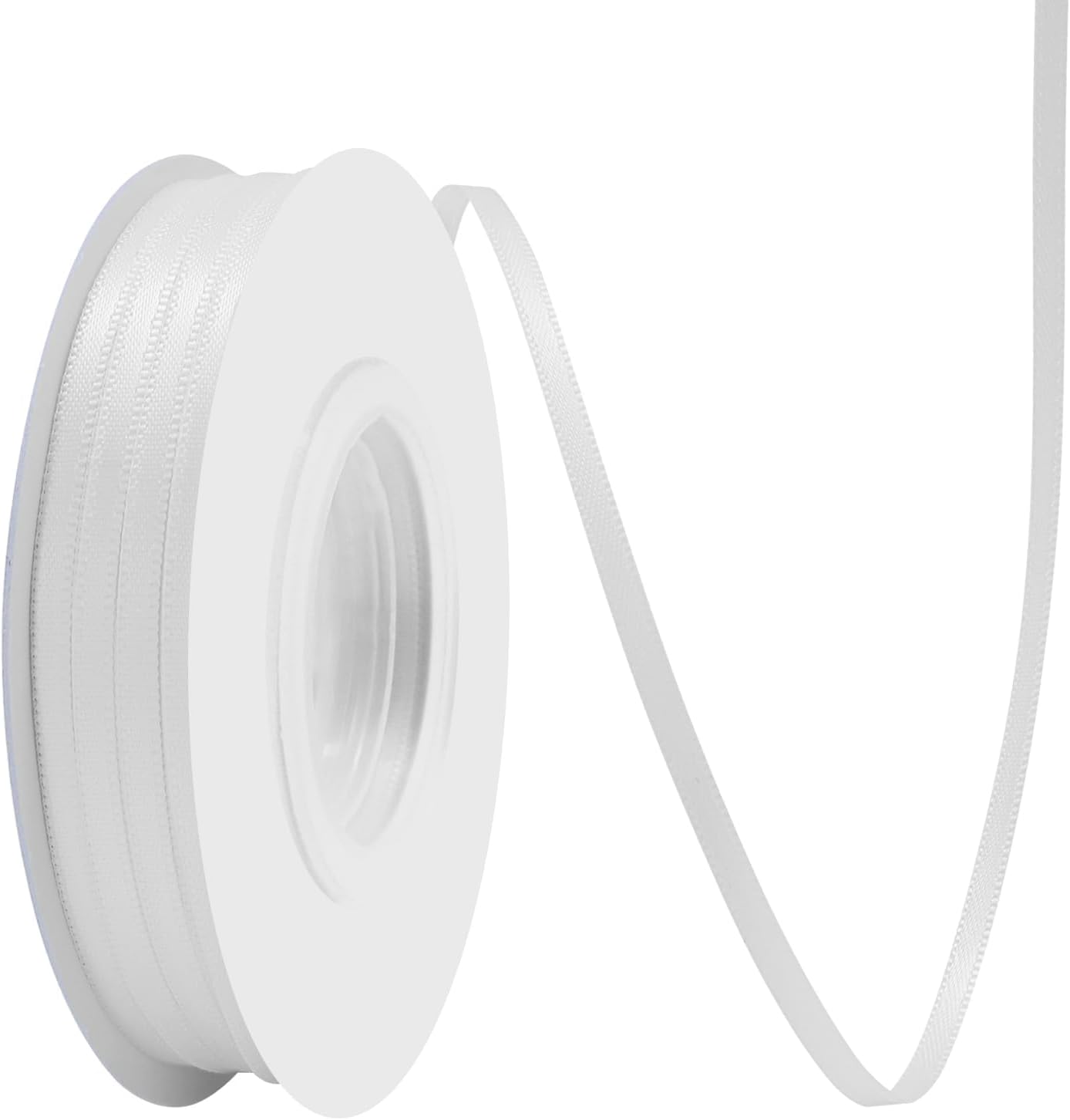 White Satin Ribbon 1/8" X 50 Yards Solid Color Double Faced Ribbons Perfect for Crafts Wedding Decor Bow Making Arts Sewing and More