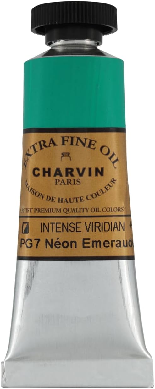 Charvin Extra Fine Oil Paint, Intense Viridian 20 ml - Triple-Milled, Rich Texture, Poppy Oil-Based, Light-Fast, Handmade, Archival Quality