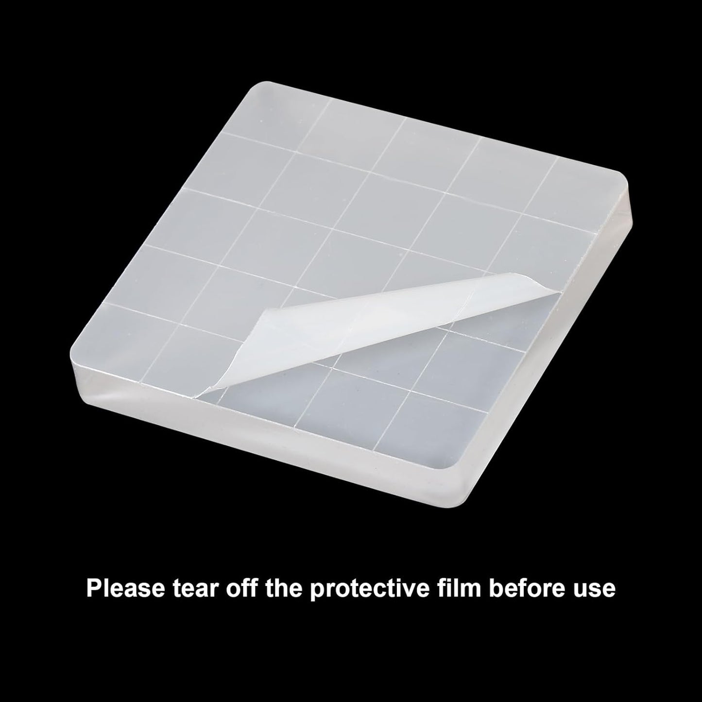 PATIKIL 1.6"x1.6" Acrylic Stamp Block, 6Pcs Clear Stamping Block with Grid Lines Decorative Mounting Blocks Square for Scrapbooking DIY Crafts Card Making