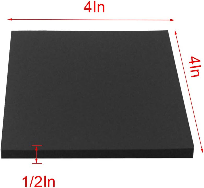 Foam Sheets with Adhesive Backing Foam Padding Neoprene Rubber Mat Closed Cell Sheet Anti-Slip Insulation Rubber Anti Vibration Square Pad (4" x 4" x 1/2", 8 Pcs)