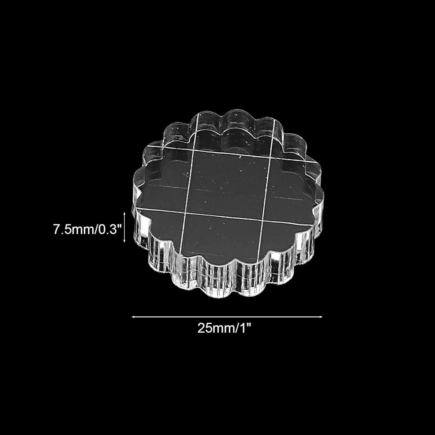 PATIKIL 1" Acrylic Stamp Block, 6Pcs Clear Stamping Block with Grid Lines Decorative Mounting Blocks Round for Scrapbooking DIY Crafts Card Making