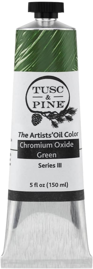 Tusc & Pine Artist Oil Paint - Chromium Oxide Green, 150 ml, Non-Yellowing, Rich & Creamy Consistency, Maximum Pigment Load, Small Batch Milled Oil Paints Made in the USA for Professional Artists