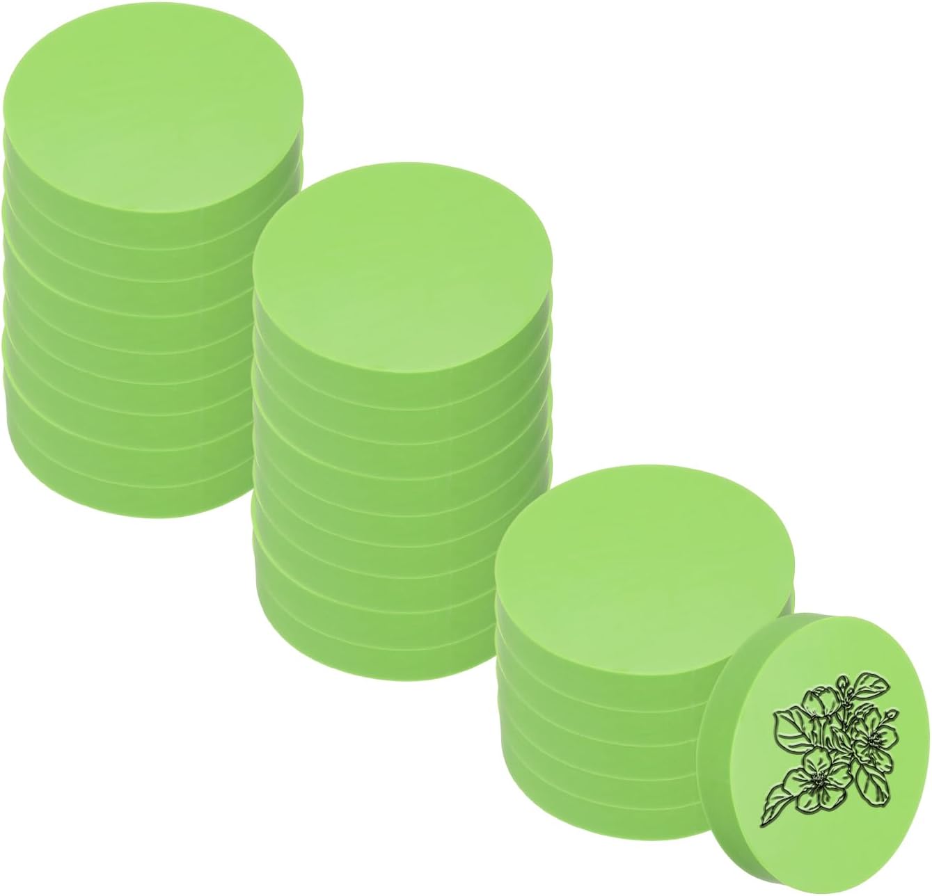 PATIKIL 24Pcs 2" Rubber Carving Blocks, Soft Linoleum Art Carving Block Round Crafts Stamp Making for Printmaking Stamps Carving Supplies, Green