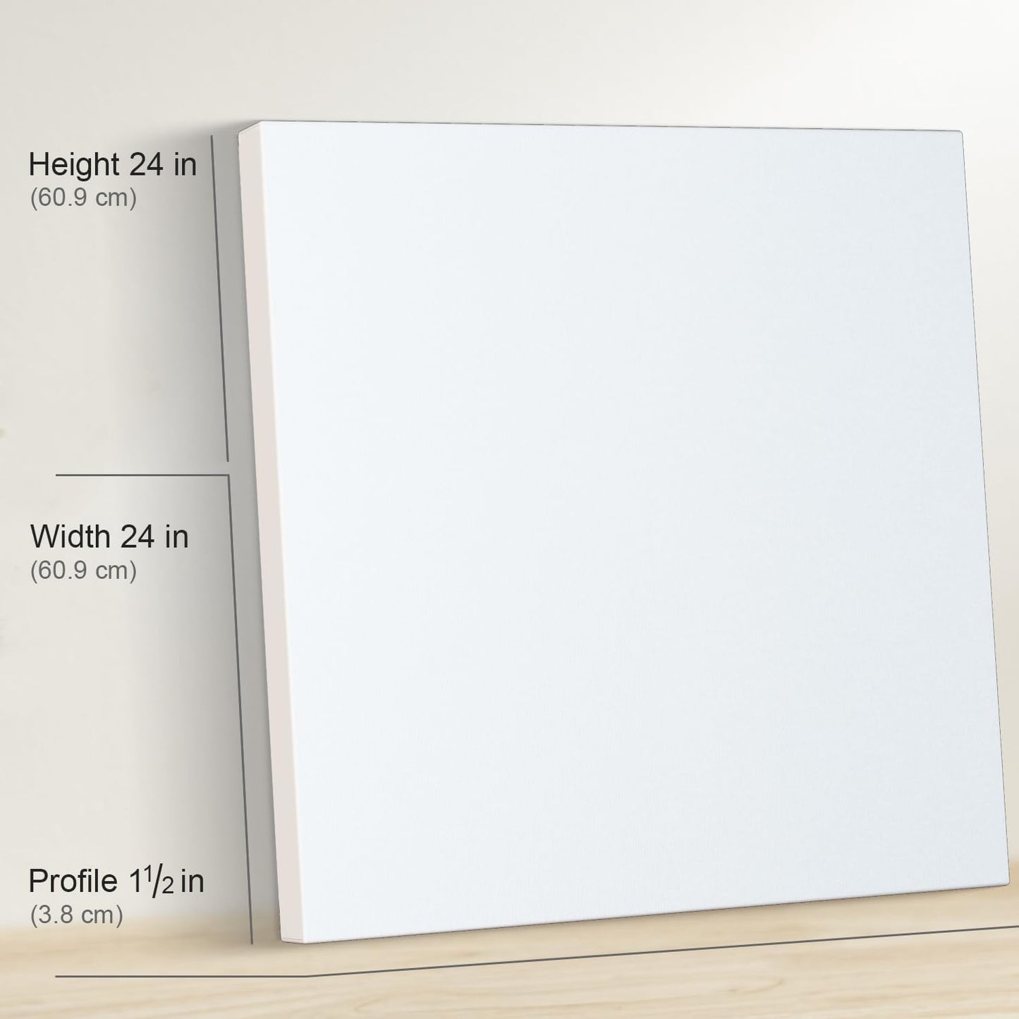 PHOENIX 24x24 Inch 2 Pack Gallery Canvas - 1.5 in Thick Large Square Canvases for Painting - Deep Edge 100% Cotton 11 Oz. Gesso Primed White Blank Professional Canvas Oil & Acrylic Paints