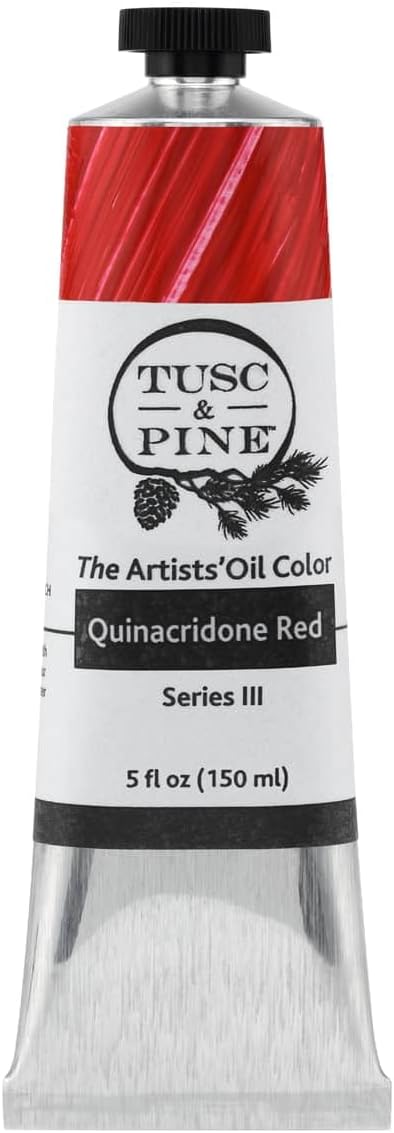 Tusc & Pine Artist Oil Paint - Quinacridone Red, 150 ml, Non-Yellowing, Rich & Creamy Consistency, Maximum Pigment Load, Small Batch Milled Oil Paints Made in the USA for Professional Artists