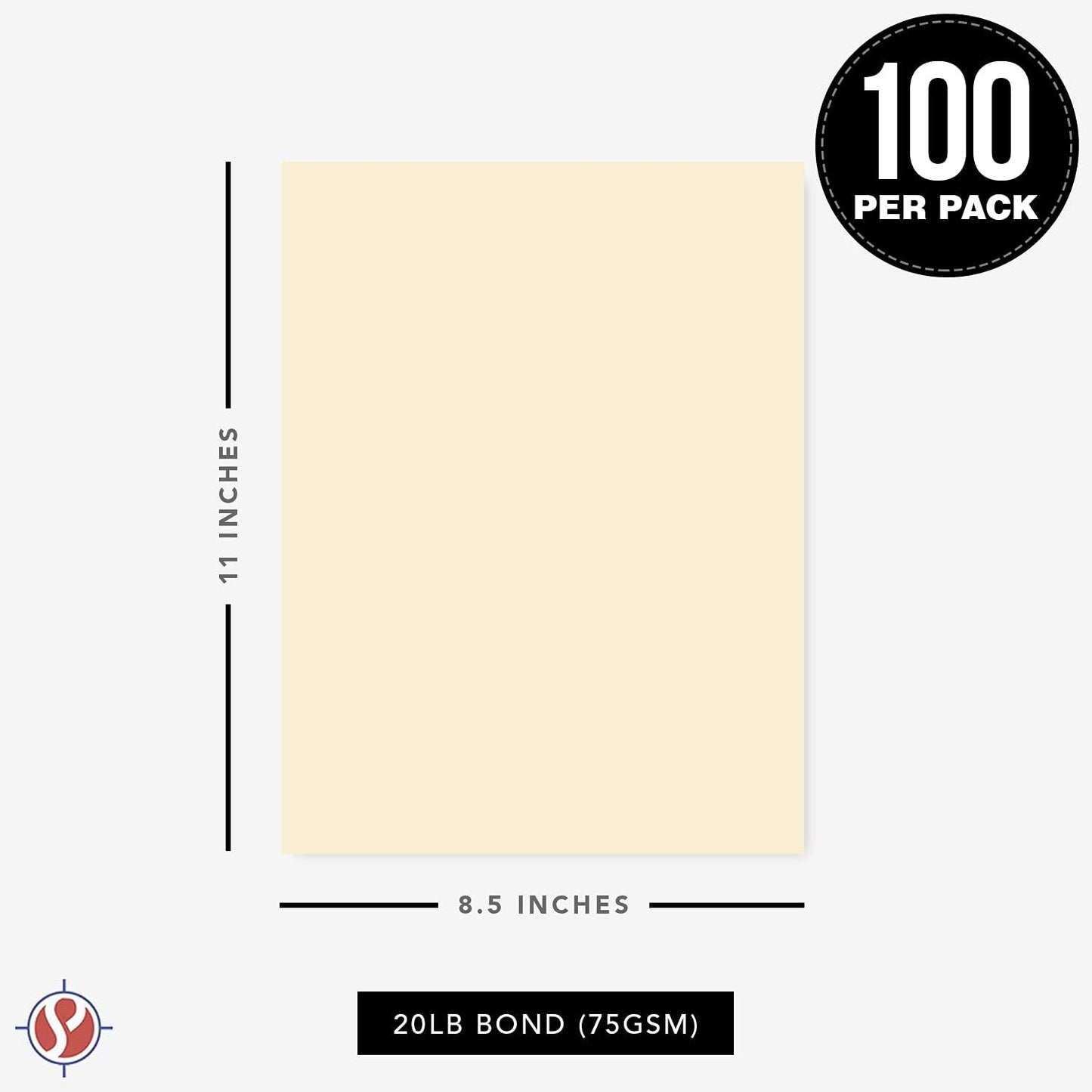 8.5 x 11" Cream Color Paper Smooth, for School, Office & Home Supplies, Holiday Crafting, Arts & Crafts | Acid & Lignin Free | Regular 20lb Paper - 100 Sheets