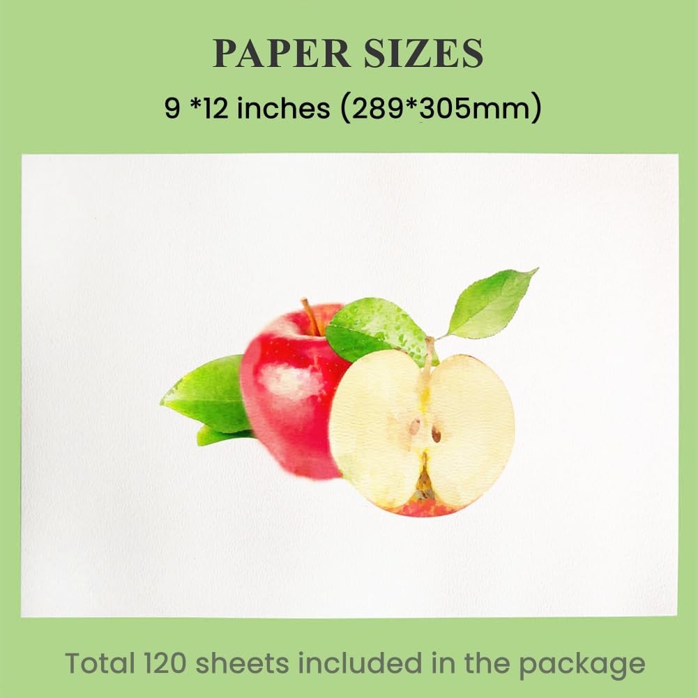 FEITAKE 9"X12" Watercolor Paper Bulk Pack 120Sheets 100% Cotton Paper /140lbs (300gsm) / Cold Press Artist Painting Drawing Mixed Media Paper Art Supplies for Professionals Students Kids