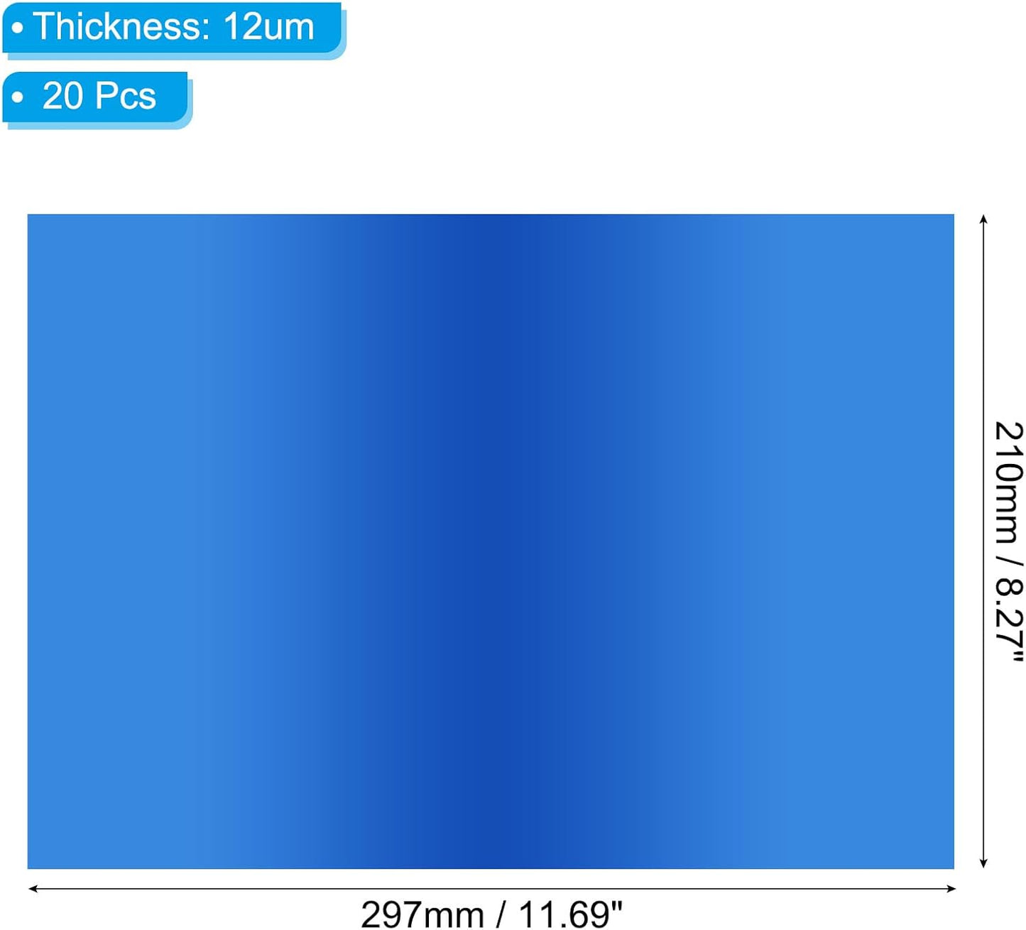 PATIKIL 11.7x8.3" Hot Stamping Foil Paper Sheet, 20 Sheets A4 Heat Transfer Hot Stamping Paper Foil for Leather DIY Logo Decor Craft Gift Package Scrapbook Card, Blue