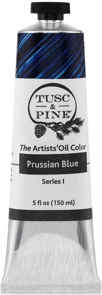 Tusc & Pine Artist Oil Paint - Prussian Blue, 150 ml, Non-Yellowing, Rich & Creamy Consistency, Maximum Pigment Load, Small Batch Milled Oil Paints Made in the USA for Professional Artists