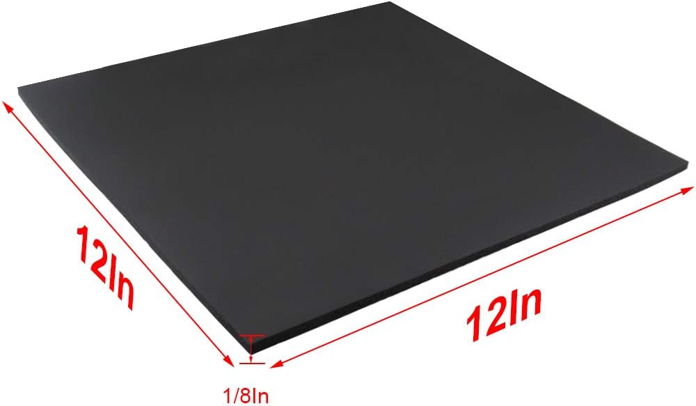 Foam Sheets with Adhesive Backing Foam Padding Neoprene Rubber Mat Closed Cell Sheet Anti-Slip Insulation Rubber Anti Vibration Square Pad (12" x 12" x 1/8", 8 Pcs)