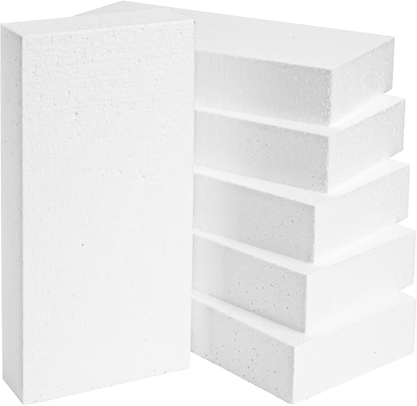 Juvale Smooth Foam Craft Blocks for DIY Craft & Floral Arrangement - Foam Carving Blocks - 12 x 6 x 2 In, White, 6 Pack