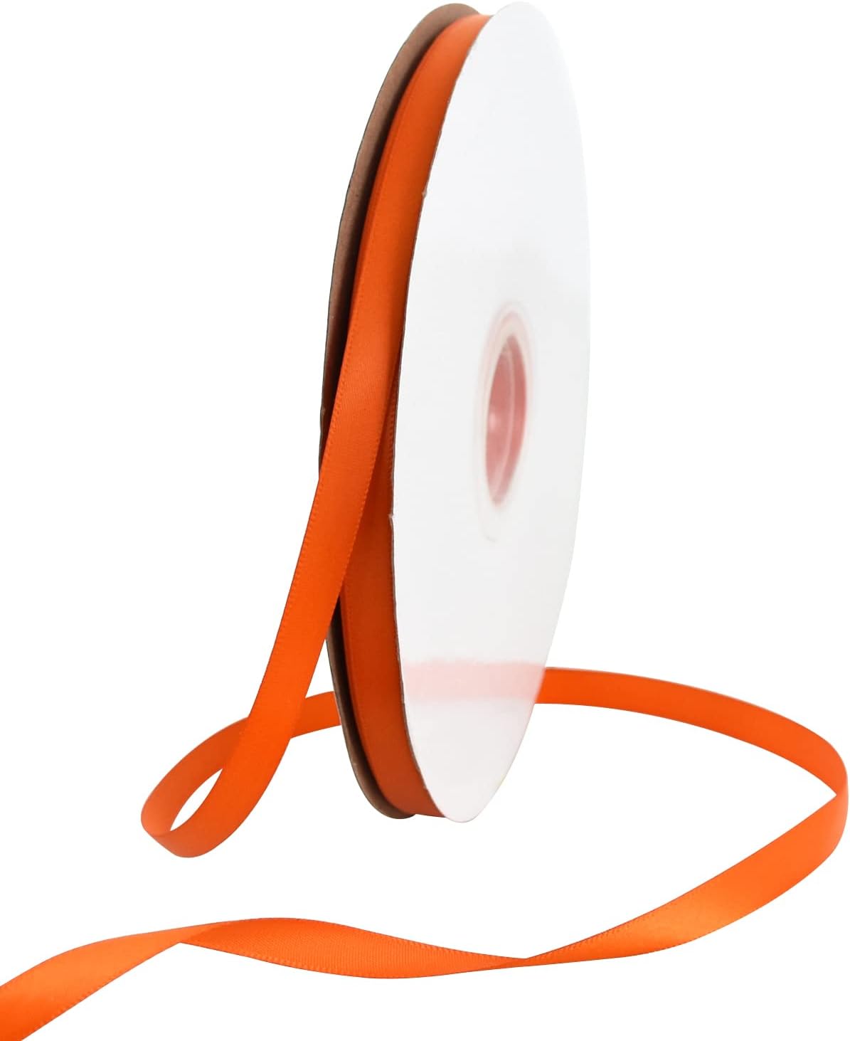 TONIFUL 3/8 Inch x 100yds Orange Satin Ribbon Thin Solid Fabric Ribbons for Gift Wrapping Floral Balloons Craft Sewing Party Wedding Popsicles Decoration Valentine's Day Bouquet Thanksgiving