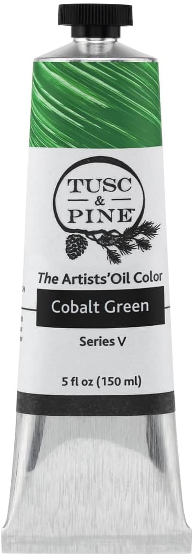 Tusc & Pine Artist Oil Paint - Cobalt Green, 150 ml, Non-Yellowing, Rich & Creamy Consistency, Maximum Pigment Load, Small Batch Milled Oil Paints Made in the USA for Professional Artists