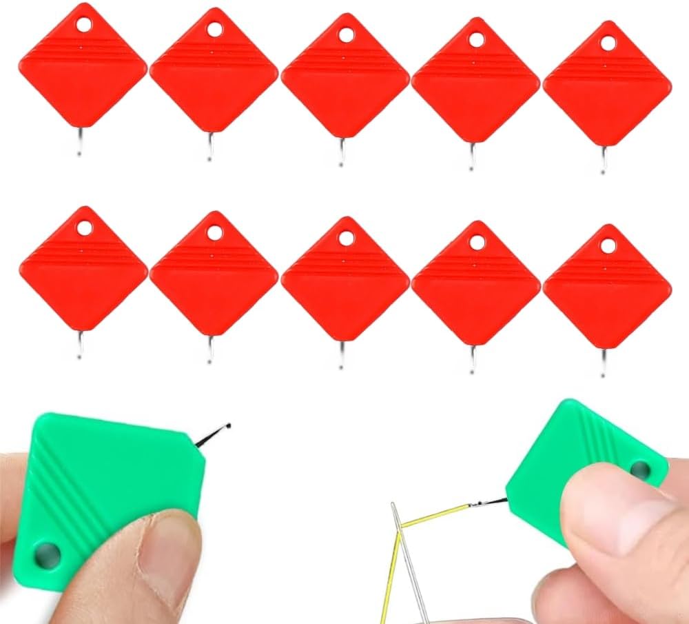 Automatic Needle Threaders for Hand Sewing, 2025 Upgrade Embroidery Floss, Sewing Machine Needle Threader, Sewing Supplies Tool, Fits All Needle Sizes (10, Red)