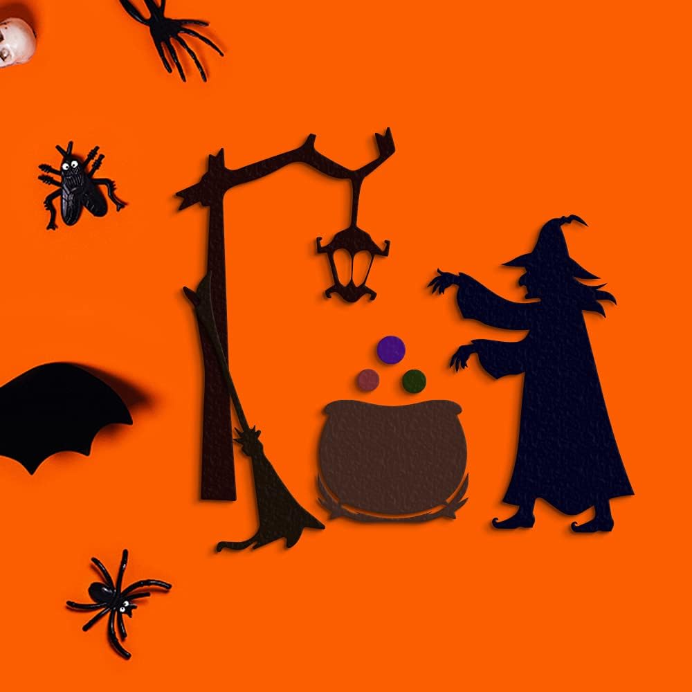 Metal Halloween Cauldron Potion Witch Die Cuts Tree Cutting Dies Embossing Stencil Template for Card Making Scrapbooking Paper Craft Album Stamps DIY Halloween Décor