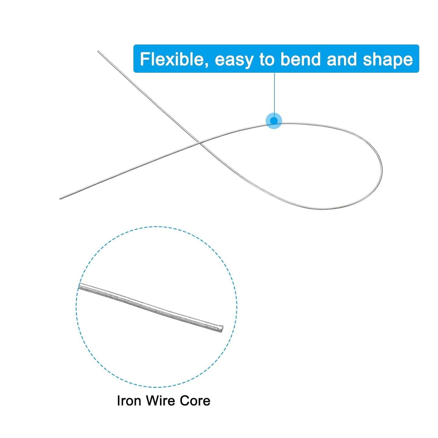 PATIKIL 18 Gauge 16" Floral Stem Wire, 100 Pcs Paper Wrapped Iron Artificial Flower Stem Accessories for DIY Bouquet Stem and Craft Decoration, Silver