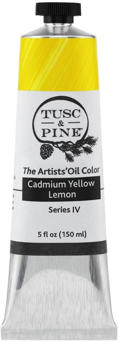 Tusc & Pine Artist Oil Paint - Cadmium Yellow Lemon, 150 ml, Non-Yellowing, Rich & Creamy Consistency, Maximum Pigment Load, Small Batch Milled Oil Paints Made in the USA for Professional Artists