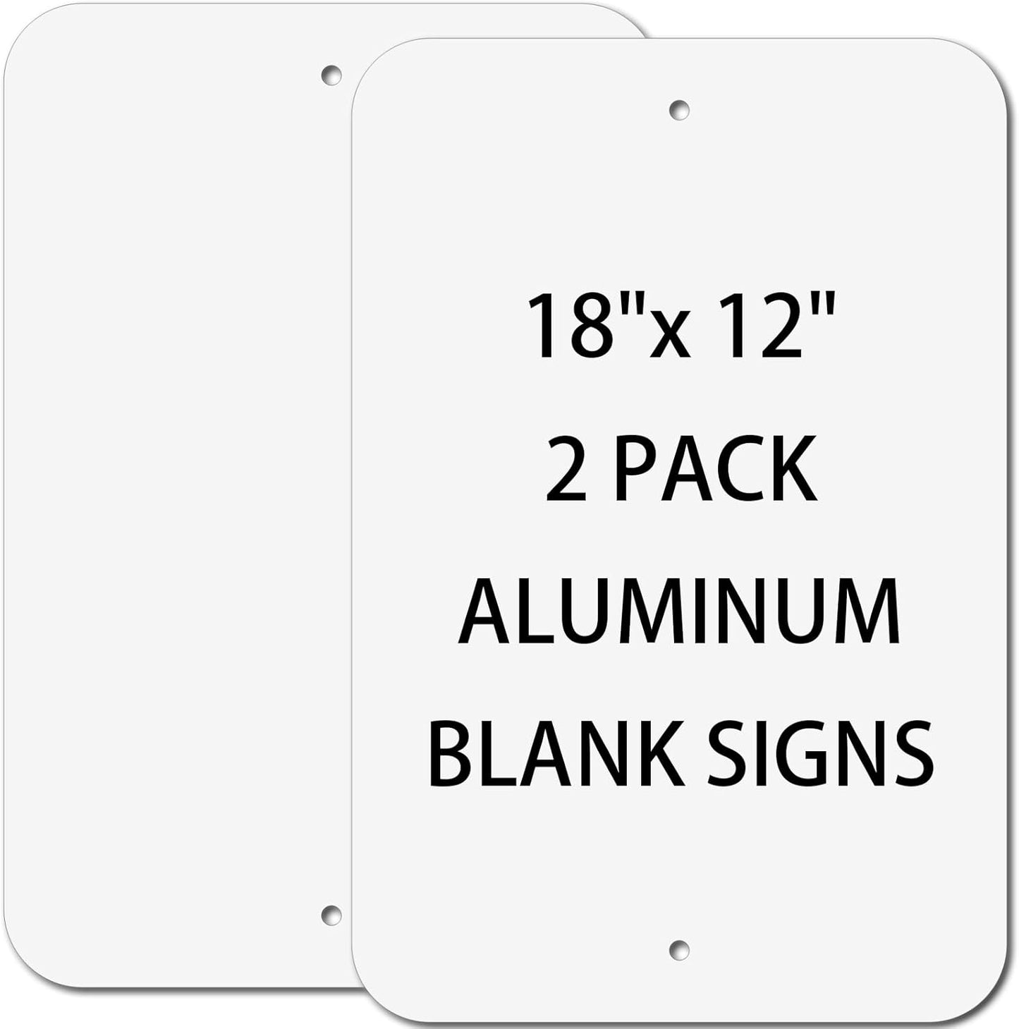 Blank Aluminum Signs 2-Pack, 18 x 12 Inches Sublimation Metal Sign Blank, Write-On Sign for Vinyl DTF Screenprint or Flatbed Printed Graphics, Rust Free Weather Resistant, Waterproof, Durable Ink, Easy to Mount Indoor or Outdoor Use