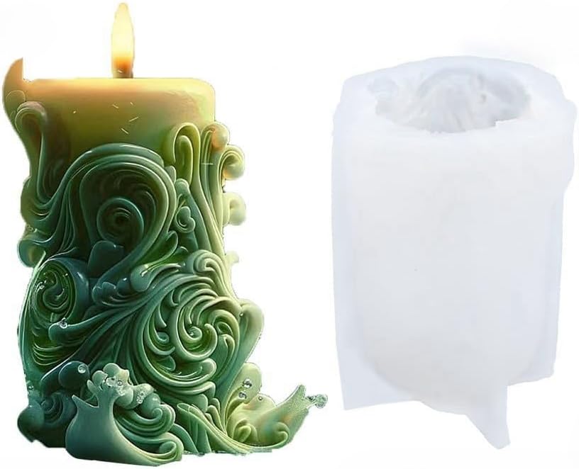 Starfish Shell Cylindrical Candle Mold, Marine Conch Silicone Mold, Wave Epoxy Resin Casting Mold, Chocolate Fudge, DIY Wax Soap, Candle Making Process Essential Materials A