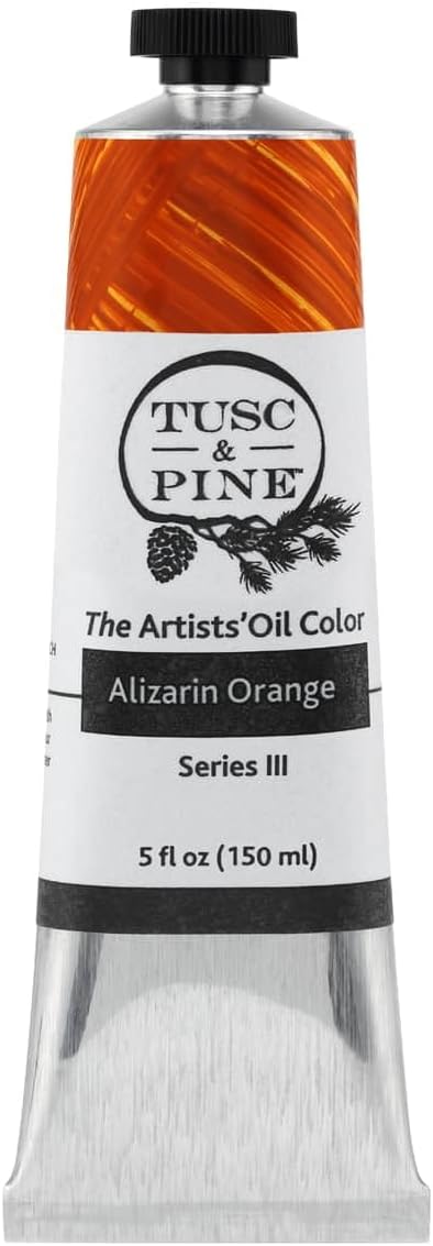 Tusc & Pine Artist Oil Paint - Alizarin Orange, 150 ml, Non-Yellowing, Rich & Creamy Consistency, Maximum Pigment Load, Small Batch Milled Oil Paints Made in the USA for Professional Artists