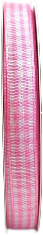 Pink Gingham Plaid Checked Ribbon 25 Yards Each Roll 100% Polyester (3/8",Pink)