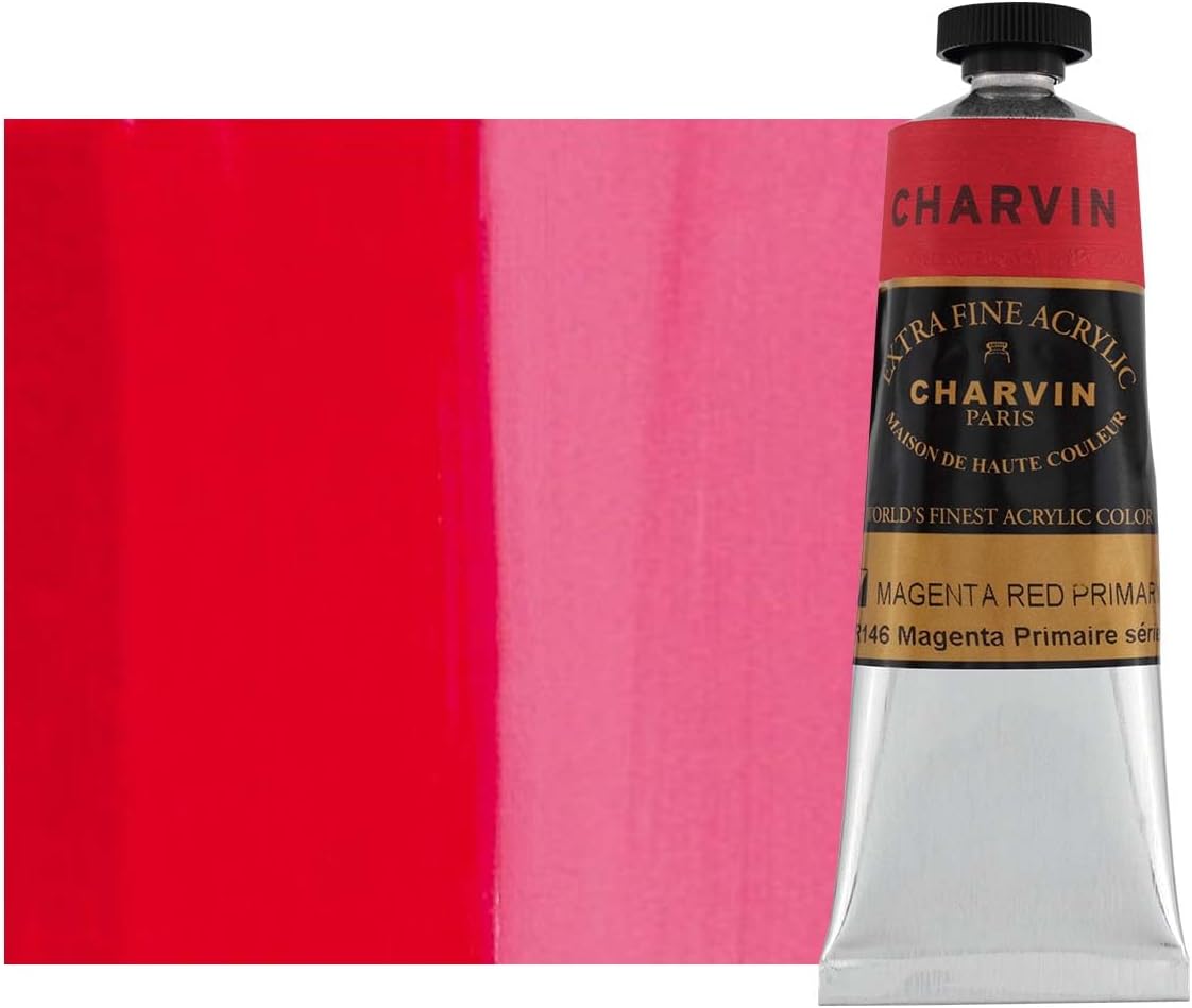 Charvin Extra Fine Professional Acrylic Paint - Magenta Red Primary, 60ml Tube, Triple-Milled, Lightfast Pigments, Open Stock Artist Acrylic Paints in Nature-Inspired Hues