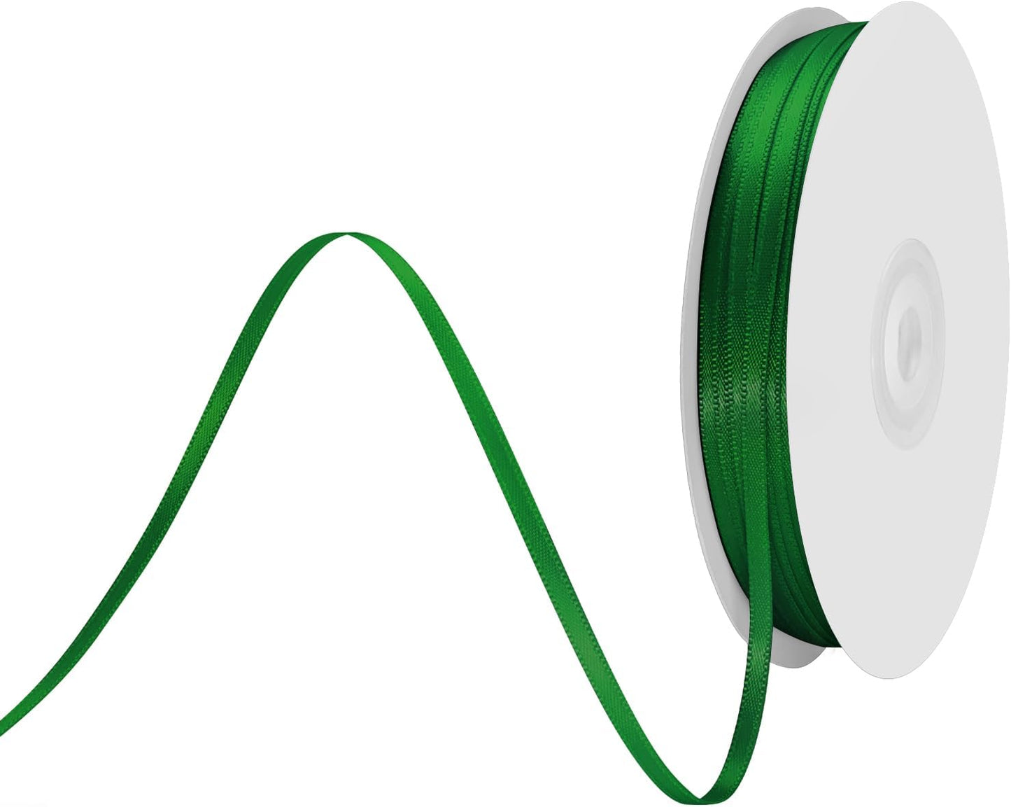 1/8" X 100 Yards Forest Green Satin Thin Ribbon Solid Color Double Faced Ribbons Perfect for Crafts Wedding Decor Bow Making Arts Sewing and More