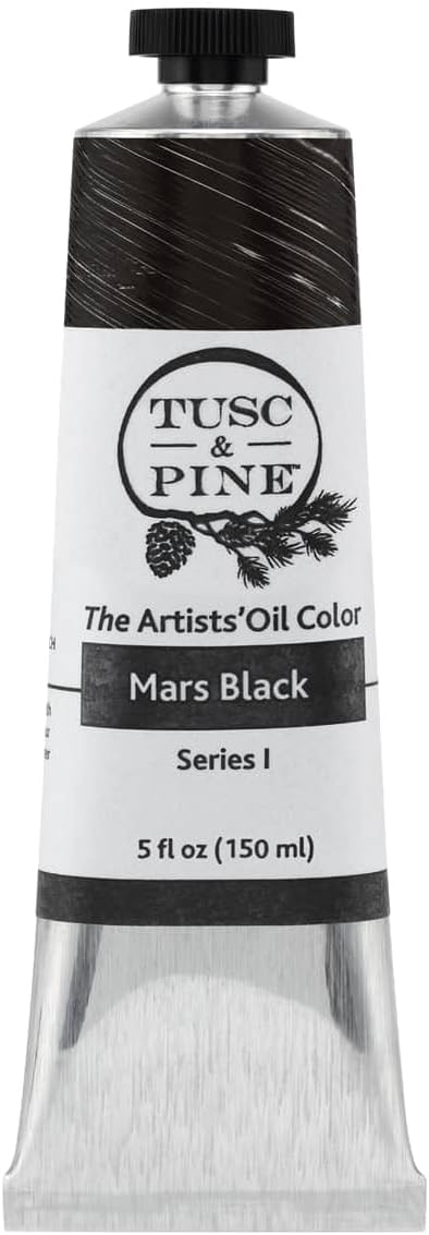 Tusc & Pine Artist Oil Paint - Mars Black, 150 ml, Non-Yellowing, Rich & Creamy Consistency, Maximum Pigment Load, Small Batch Milled Oil Paints Made in the USA for Professional Artists