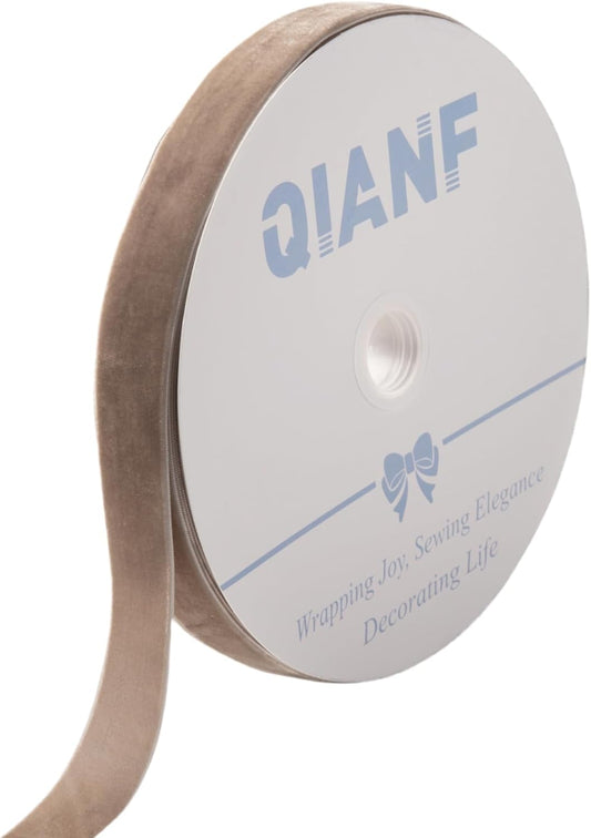 Vintage Camel Velvet Ribbon Christmas Ribbon for Gift Wrapping Crafts Christmas Tree Ornaments Garland Decorations, 1 Inch X 25Yd