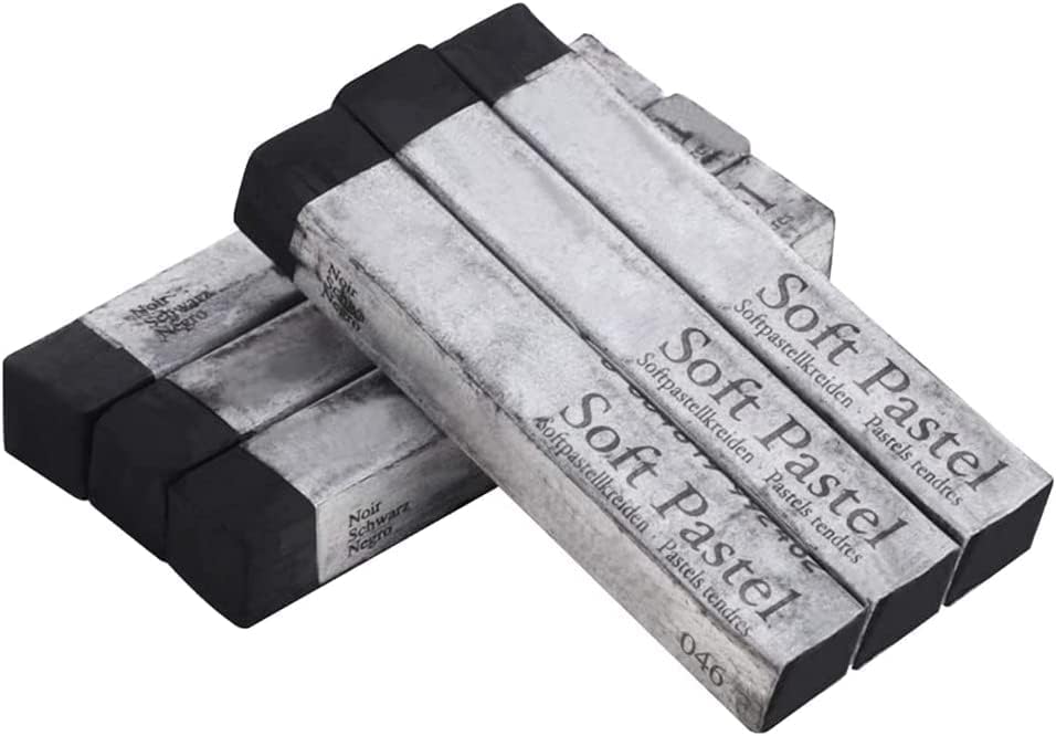 6pcs Square Black Soft Pastel Set, Professional Artist's Sketching Chalk Pastels Sticks Oil Painting Kit Art Crayons Non Toxic Individual Color Drawing Soft Pastels for Artist,Beginner